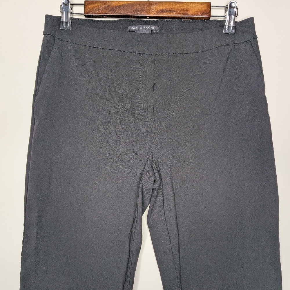 Zac & Rachel Womens Black Pull on Cropped Capris Pants with Ankle Details Size 8 - Picture 3 of 12